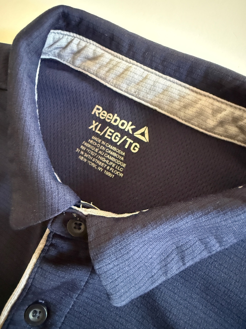Reebok Men’s Performance Polo Shirt – Size XL – Navy Blue